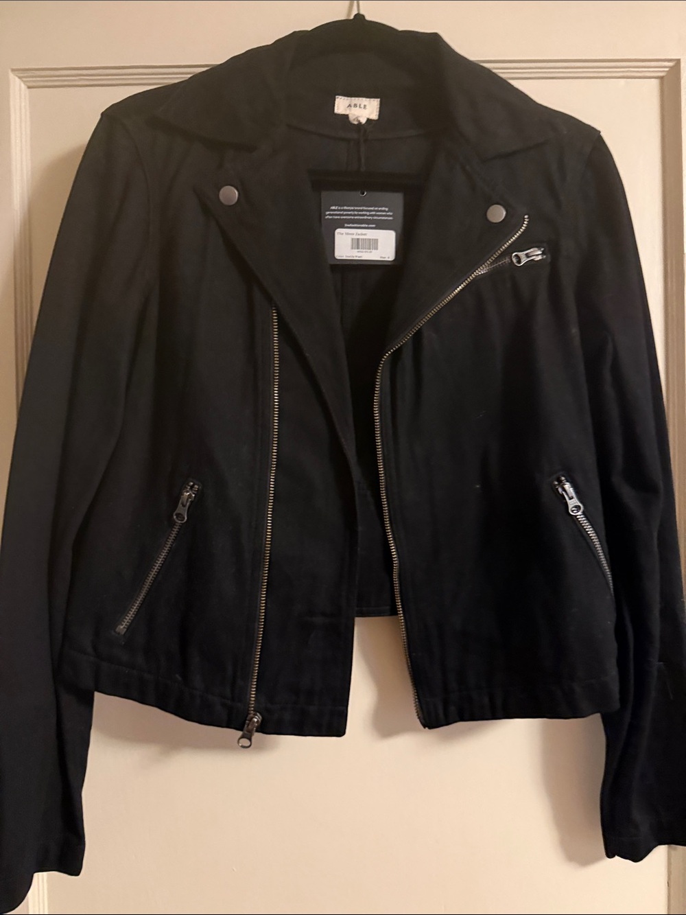 Able Black Asymmetrical Zip Moto Jacket